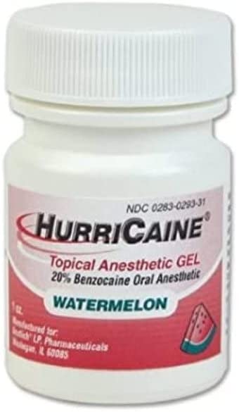 Hurricaine 0283029331 - Topical Anesthetic Gel, 20% Benzocaine, Watermelon - 1 oz., One Bottle