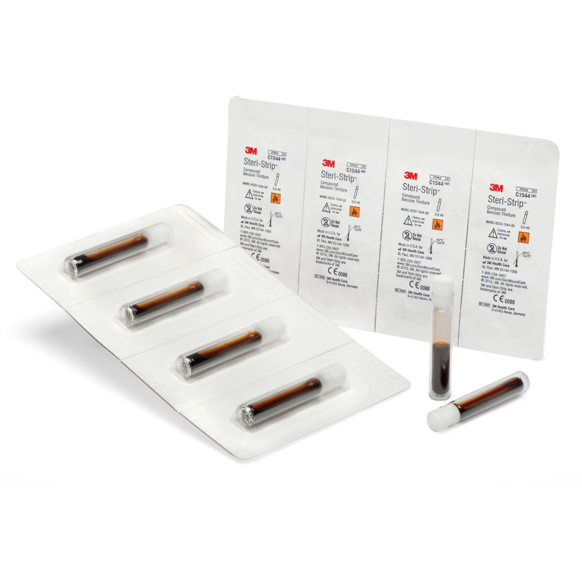 3M Steri-Strip Antiseptic C1544 - Topical Liquid, Benzoin Tincture, Ampule, Latex Free - 0.667 ml, Pack of 4