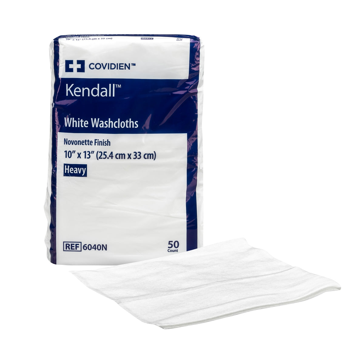 Cardinal Excilon Washcloth 6040N - Disposable, White - 10" x 13", Pack of 50