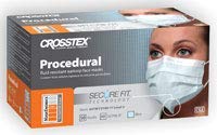 Crosstex Procedural Mask GCPBLSF - Pleated, Earloops, Blue, One Size Fits Most - Adult, Pack of 50
