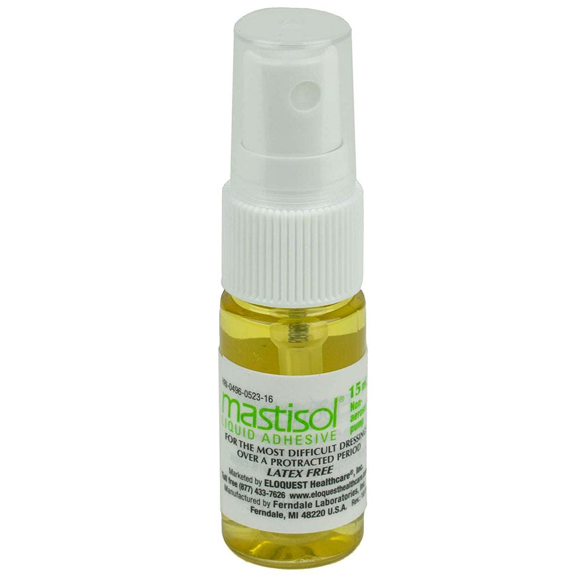 Ferndale Mastisol Liquid Adhesive 052316 - External Use, Latex-Free, Liquid, Spray Bottle - 15 ml., One Bottle