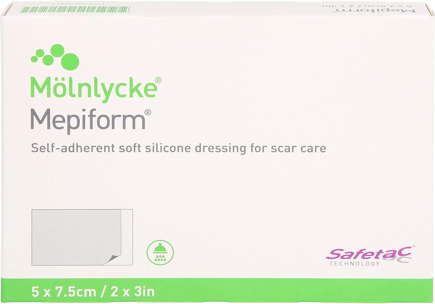 MoInlycke Mepiform Silicone Sheeting 293299 - Silicone Gel, NonSterile, Rectangle, Tan - 2" x 3" Sheet, Box of 5
