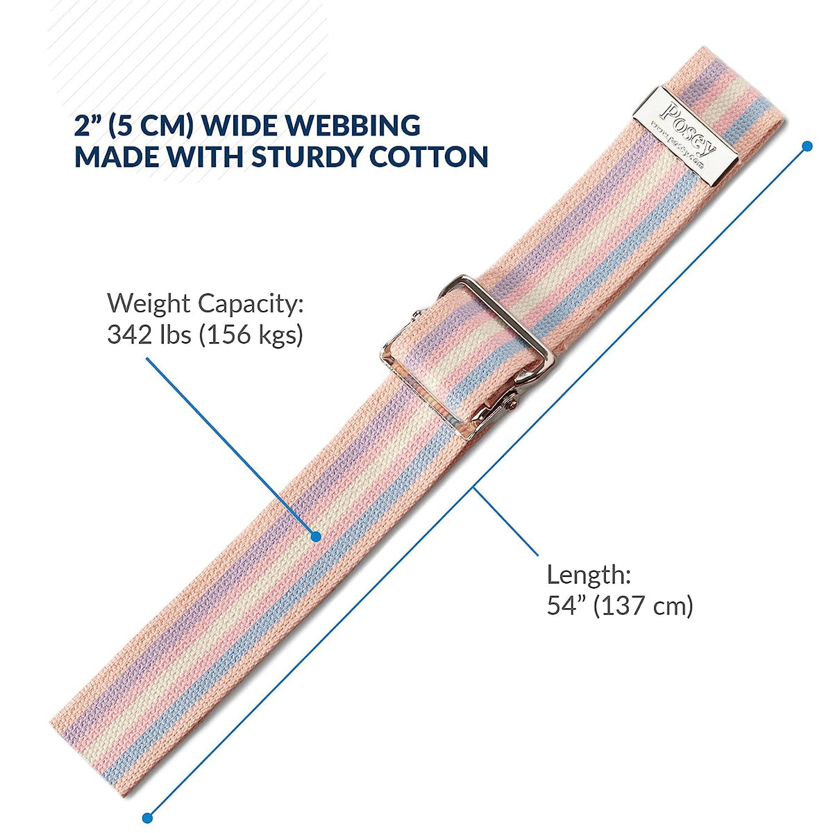 Tidi Products Posey Gait Belt 6531 - Cotton, Buckle, Pastel, 2&quot; Width - 54&quot; Length, One Belt