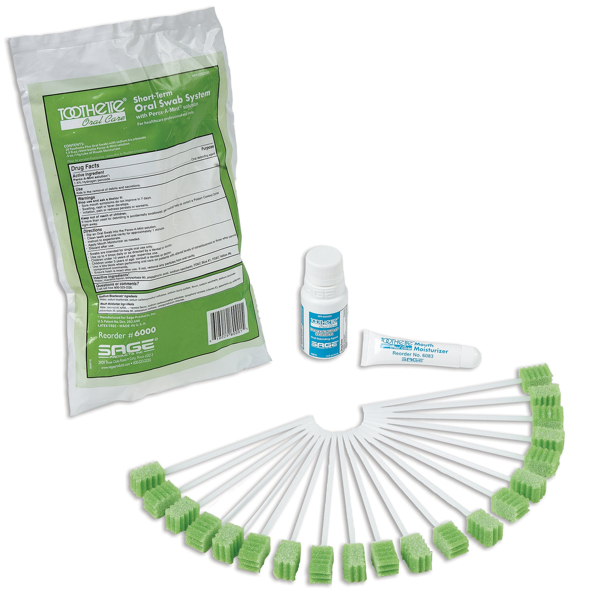 Sage Toothette Oral Swab Kit 6000 - NonSterile, Perox-A-Mint Solution - One Kit