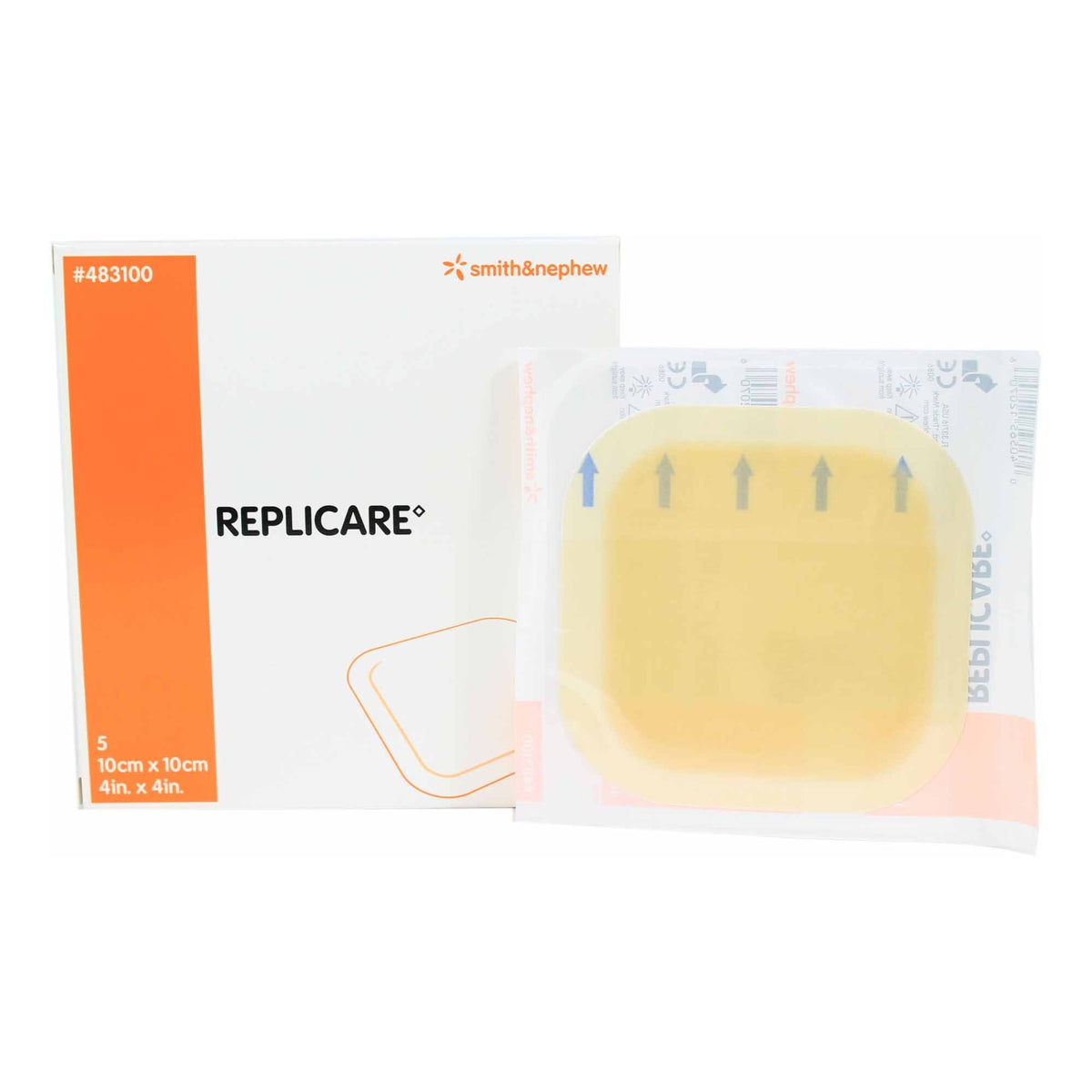Smith &amp; Nephew Replicare Hydrcolloid Dressing 483100 - Sterile, Film Backing, Tan, Square - 4&quot; x 4&quot;, Box of 5