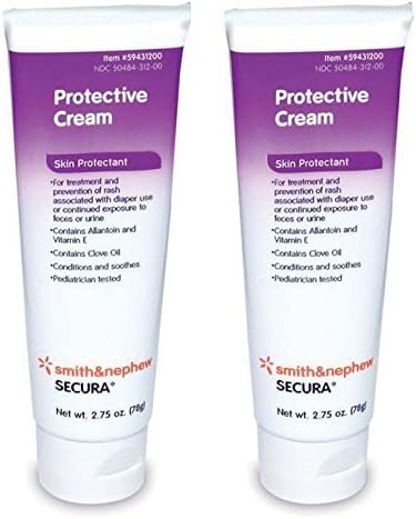Smith &amp; Nephew Secura Skin Protectant 59431200 - Scented Cream, 10% Strength Zinc Oxide, Tube - 2.75 oz., Pack of 2