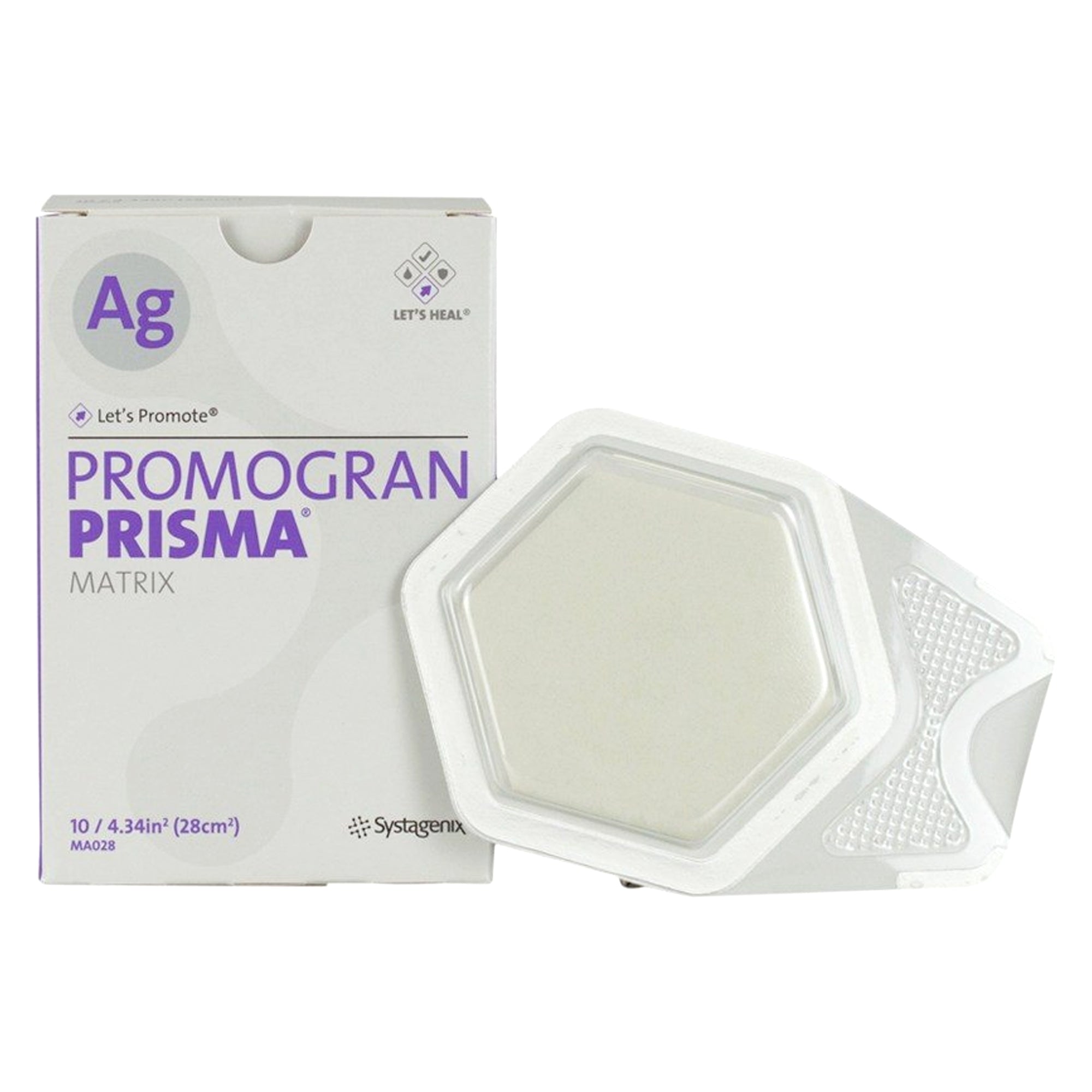 Systagenix Promogran Prisma Matrix Silver Collagen Dressing MA028 - Non-adhesive Without Border, Sterile, Hexagon, White - 4 3/10 Sq. In., One Pack