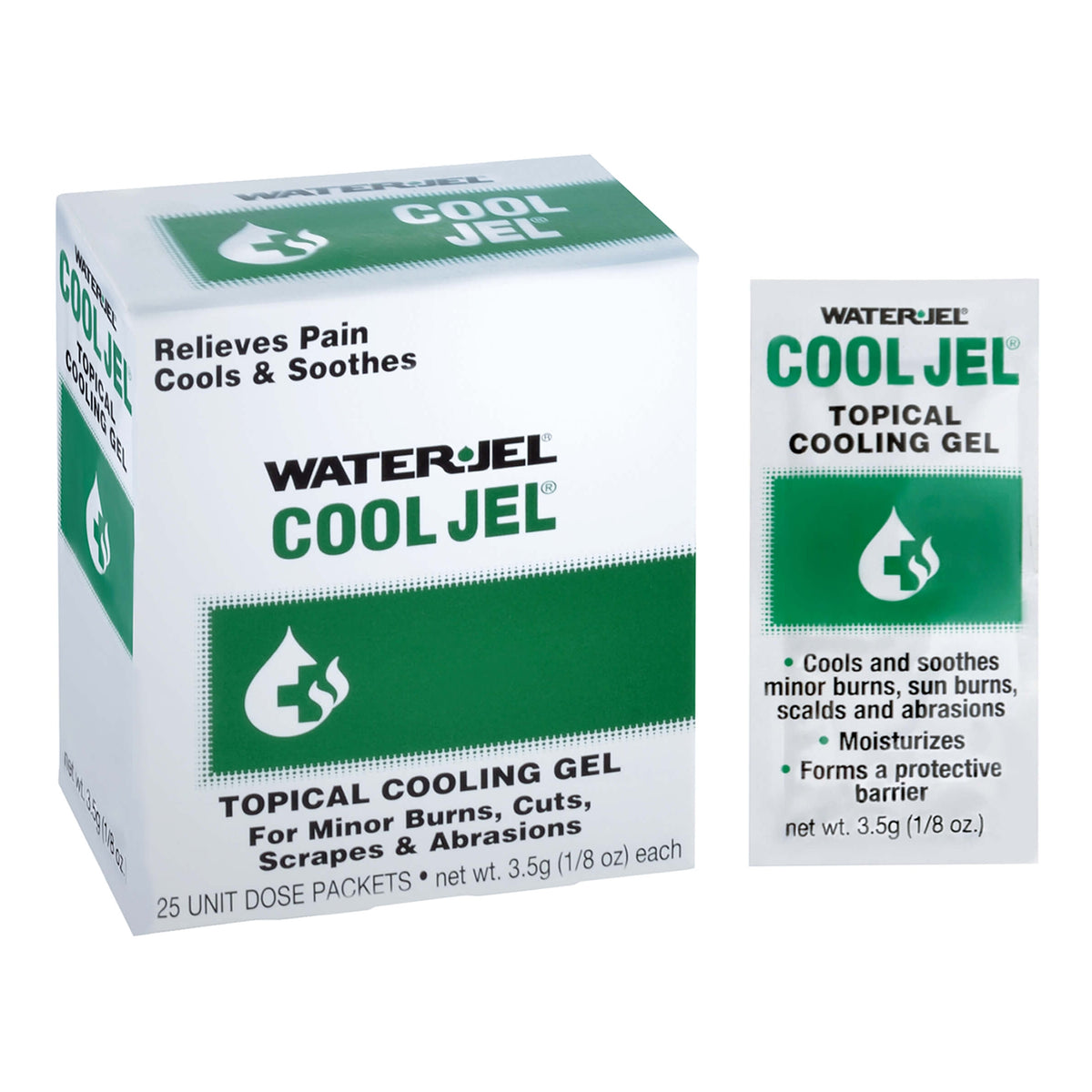 Safeguard US Water-Jel Cool Jel Burn Relief CJ25-600 - Topical Gel, Tea Tree Oil / Glycerin, Individual Packet - 3.5 Gram, Box of 25