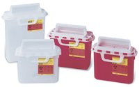 BD 5.4 qt Sharps Container 305517 - Red Base, Translucent Lid, Free Standing, Mailbox Style With Absorbent Pad, Non-Sterile, Horizontal Entry, Counter Balanced Door Lid - 12" x 12" x 4 4/5" - 5.4 quart, One Container