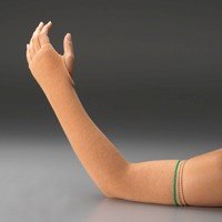 Posey SkinSleeves 6000 - Arm Sleeve / Protector, Cotton / Nylon / Spandex, Left or Right Arm, Light Skin Tone, Green Color Band - Medium, 11&quot; Circumference, 16 1/2&quot; Length, One Pair