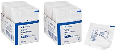 Covidien Cardinal Curity 1806 - USP Type VII Gauze Sponge, 8-Ply, Square Shape, Sterile, 2 Per Pack - 2" x 2", Pack of 200