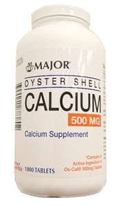 Major Pharmaceuticals Major Oyster Shell 00904188380 - Joint Health Supplement, Oyster Shell Calcium, Tablet, 500 mg. Strength, 1000 Tablets Per Bottle - One Bottle