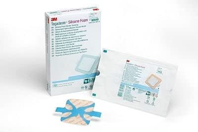 3M Tegaderm Silicone Foam Border Dressing 90641 - Latex-free, Water Resistant, Sterile Dressing - 4&quot; x 4&quot;, Box of 10