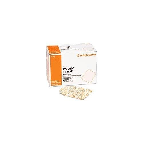 Smith &amp; Nephew IV3000 66024007 - I.V. Dressing, REATIC Film, 1-Hand Peripheral, With Securing Method, Sterile - 2 3/8&quot; x 2 3/8&quot;, Box of 100
