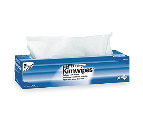 Kimberly Clark Kimtech Science Kimwipes 34721 - Delicate Task Wipe, 2-Ply, NonSterile, Disposable, White, 90 Sheets Per Box - 14 7/10" x 16 3/5", One Box