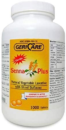 Geri-Care Senna Plus 455-10-HST - Stool Softener Laxative, 50 mg. Strength Docusate Sodium / - 8.6 mg. Sennosides, Tablet - Bottle of 1,000