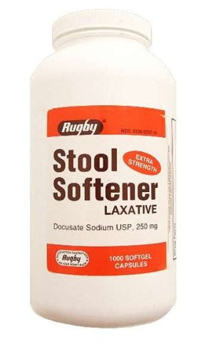 Major Pharmaceuticals Rugby 00536106410 - Stool Softener Laxative, Docusate Sodium 250 mg. Strength, 1000 Softgel Capsules Per Bottle - One Bottle