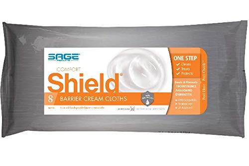 Sage Comfort Shield 7508 - Incontinence Care Wipe, 3% Dimethicone, Unscented, NonSterile, 8 Wipes Per Soft Pack - 7 4/5&quot; x 7 1/2&quot;, Pack of 10