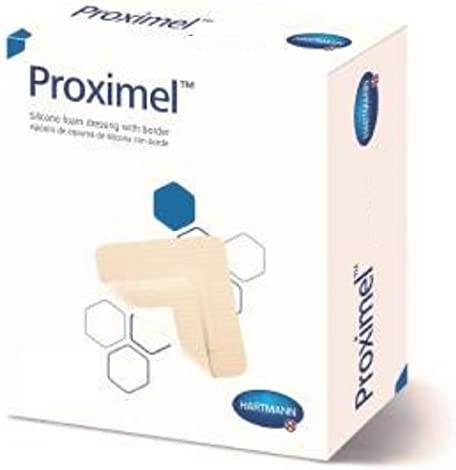 Hartmann Proximel 14100000 - Silicone Foam Dressing, Waterproof Backing, 1 4/5&quot; x 1 4/5&quot; Pad Size, Silicone Adhesive With Border, Sterile, Tan, Square Shape - 3&quot; x 3&quot;, Pack of 10