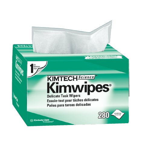 Kimberly Clark Kimtech Science Kimwipes 34155 - Delicate Task Wipe, 1-Ply, NonSterile, Disposable, White, 280 Sheets Per Box - 4 2/5&quot; x 8 2/5&quot;, Case of 60