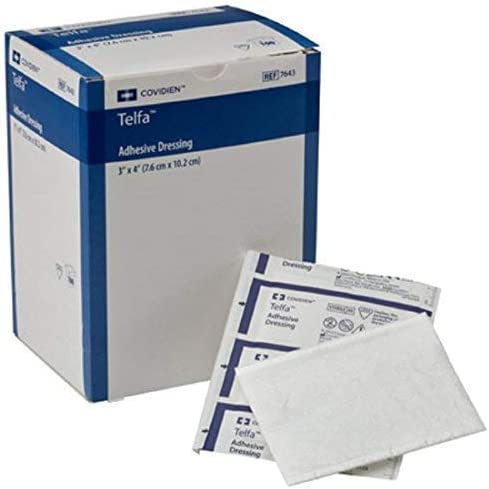 Covidien Cardinal Telfa 7643 - Adhesive Dressing, Film / Cotton, Sterile, White, Rectangle Shape - 3" x 4", Box of 100