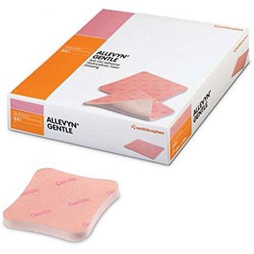Smith &amp; Nephew Allevyn Gentle 66800255 - Hydrocellular Foam Dressing, Gel Adhesive without Border, Film Backing, Sterile, Square, Pink - 2&quot; x 2&quot;, Box of 10