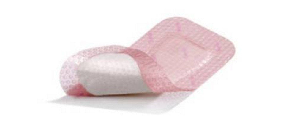 Smith &amp; Nephew Allevyn Gentle Border Lite 66800835 - Thin Silicone Foam Dressing, Silicone Gel Adhesive With Border, Film Backing, Sterile, Square, Pink - 4&quot; x 4&quot;, Box of 10