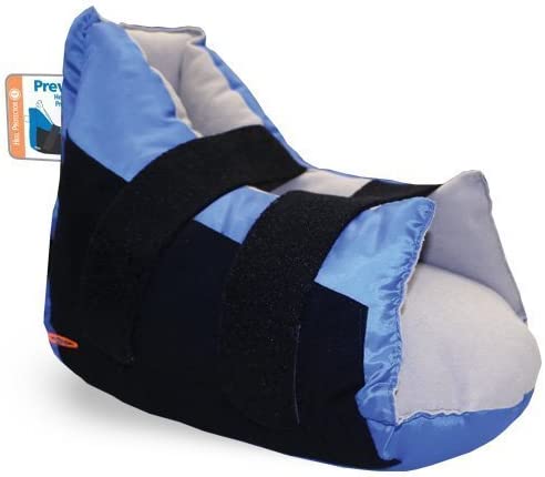 Sage Prevalon Heel Protector I 7305 - One Size Fits Most, Dermasuede Fabric Interior, Hook &amp; Loop Strap Fastening, Open-Toe Type, Reusable,  Black / Blue - 10&quot; to 18&quot; Circumference,  One Boot