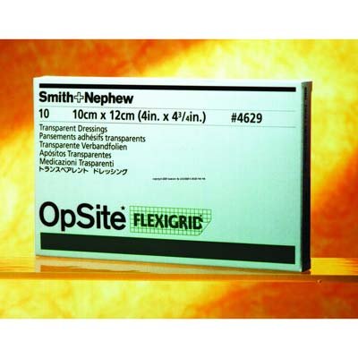 Smith &amp; Nephew OpSite Flexigrid 66024631 - Transparent Film Dressing, 2 Tab Delivery, Without Label, Sterile, Rectangle - 6&quot; x 8&quot;, Box of 10