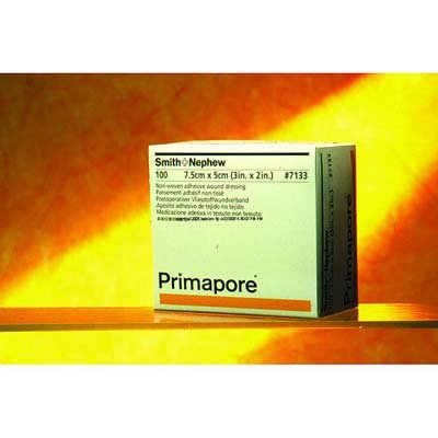 Smith &amp; Nephew Primapore 7133 - Adhesive Dressing, Polyester, Sterile, White, Rectangle - 2&quot; x 3&quot;, Box of 100