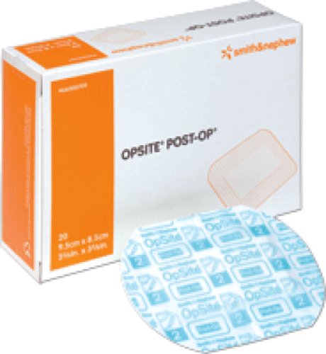 Smith & Nephew OpSite Post Op 66000709 - Transparent Waterproof Film Dressing With Highly Absorbent Pad, Sterile, Rectangle - 3 3/8" x 3 3/4", Box of 20