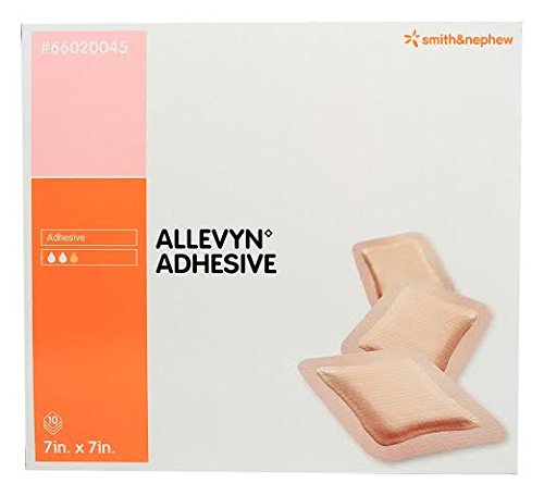 Smith &amp; Nephew Allevyn Adhesive 66020045 - Foam Dressing, Adhesive With Border, Sterile, Square, Pink - 7&quot; x 7&quot;, Box of 10