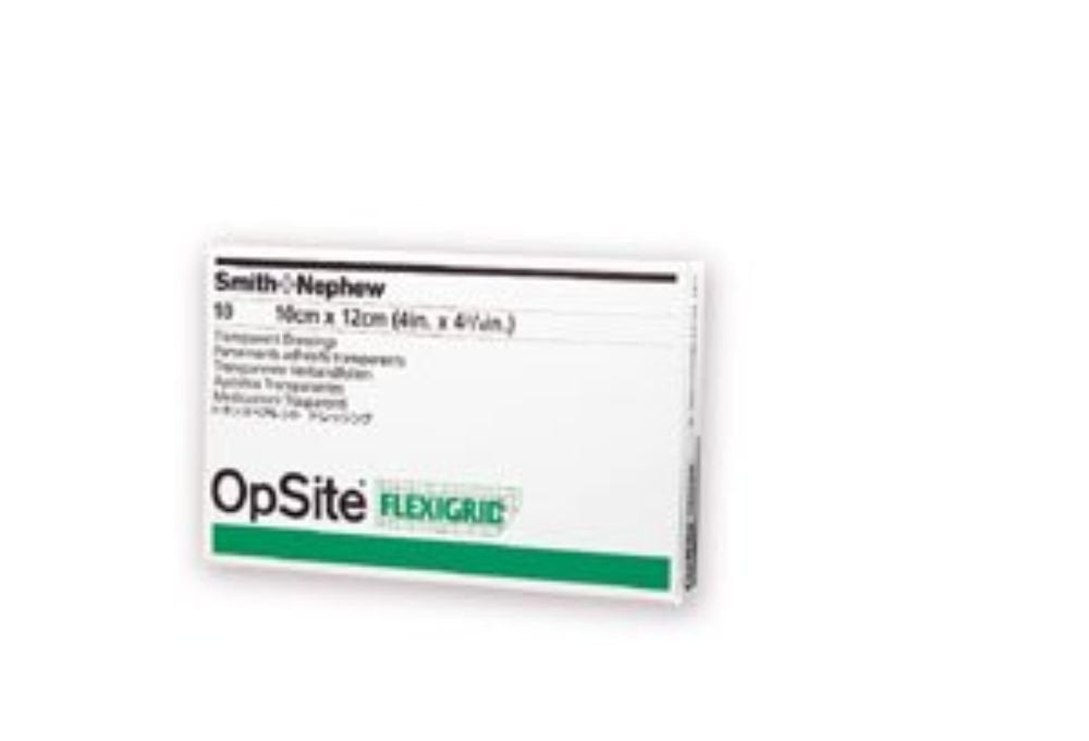 Smith &amp; Nephew OpSite Flexigrid 66024629 - Transparent Film Dressing, 2 Tab Delivery, Without Label, Sterile, Rectangle - 4&quot; x 4 3/4&quot;, Box of 10