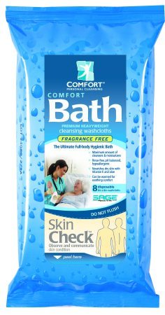 Sage Comfort Bath 7903 - Rinse-Free Bath Wipe,  Water / Glycerin / Aloe / Vitamin E, Scented, NonSterile, 8 Wipes Per Soft Pack - 8&quot; x 8&quot;, One Pack