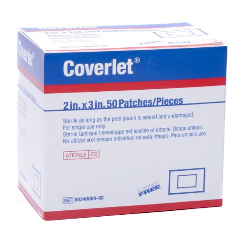 BEI Coverlet 003400 - Adhesive Dressing Strips, Fabric, Rectangle, Sterile, Tan - 2&quot; x 3&quot;, Box of 50