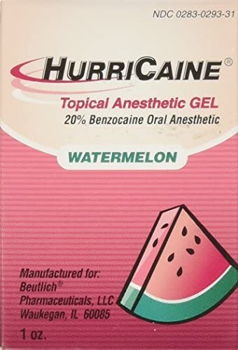 Hurricaine 0283029331 - Topical Anesthetic Gel, 20% Benzocaine, Watermelon - 1 oz., One Bottle