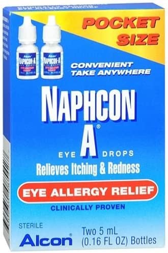 Naphcon-A Eye Drops 00065008542 - Eye Allergy Relief, Eye Lubricant, Artificial Tears, 5 mL Naphazoline HCL, Pheniramine Maleate Drops - 5 ml Bottle, Pack of 2