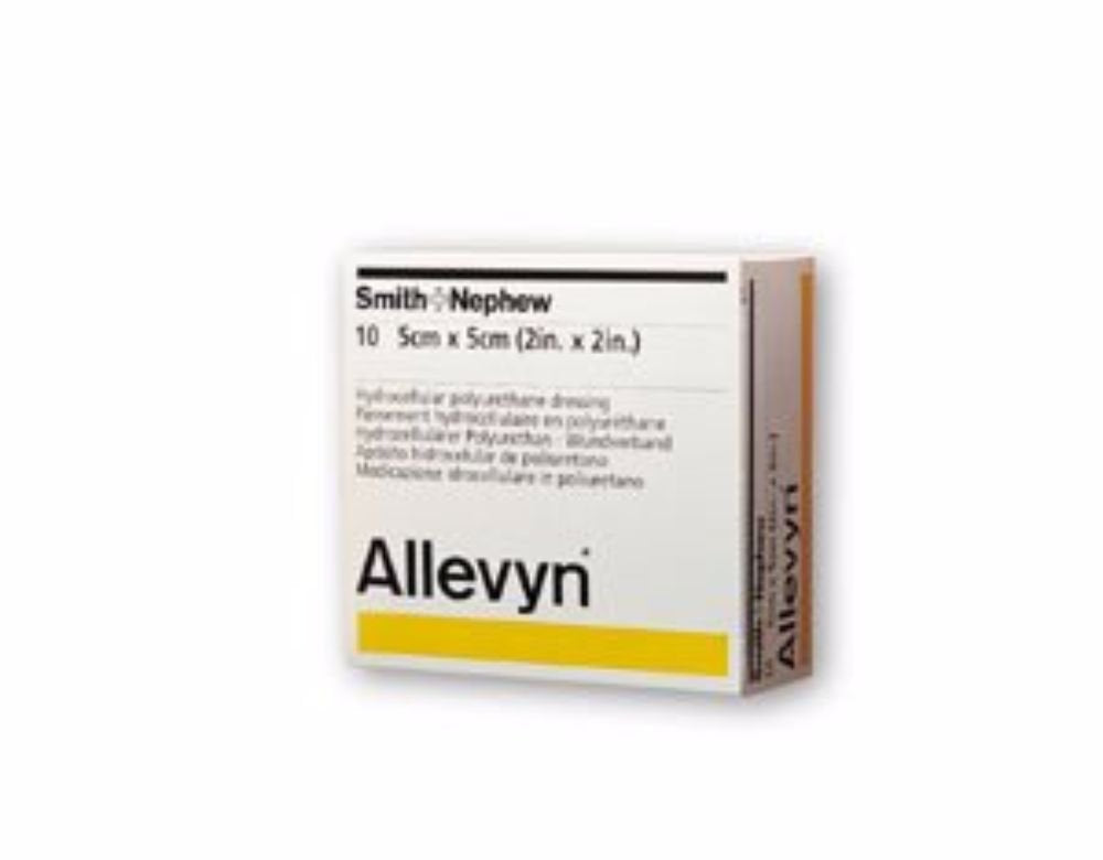 Smith &amp; Nephew Allevyn 66027643 - Hydrocellular Foam Dressing, Non-Adhesive Without Border, Film Backing, Sterile, Square, Pink - 2&quot; x 2&quot;, Box of 10