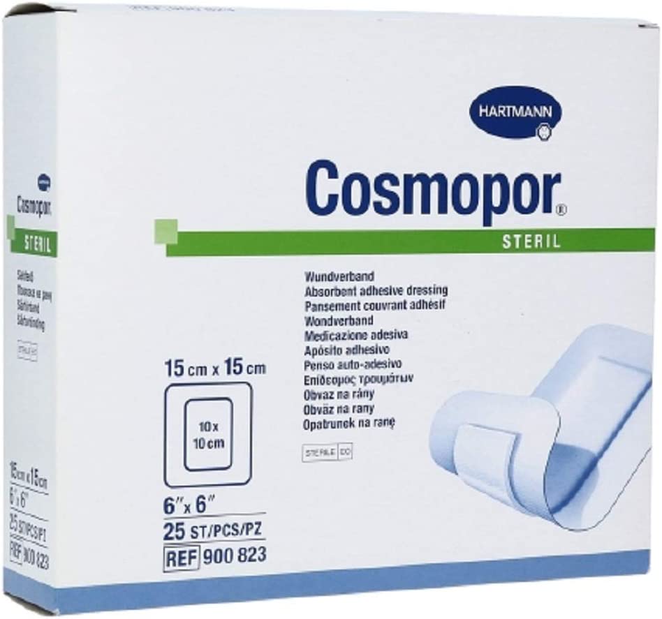 Hartmann Cosmopor 900823 - Adhesive Dressing, Nonwoven, Sterile, White, Square Shape - 6&quot; x 6&quot;, Box of 25