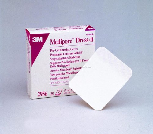 3M Medipore Dress-It 2955 -  Dressing Cover or Retainer,  Hypoallergenic Soft Cloth, White, Water Resistant, Latex-free, Pre-Cut - 3 7/8&quot; x 7 7/8&quot;, Box of 25