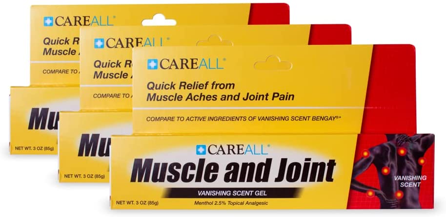 NWI CareAll Muscle and Joint MJG3 - Topical Pain Relief Gel For Minor Aches & Pains Of Muscles & Joints, 2.5% Strength Menthol, Tube - 3 oz., Pack of 3