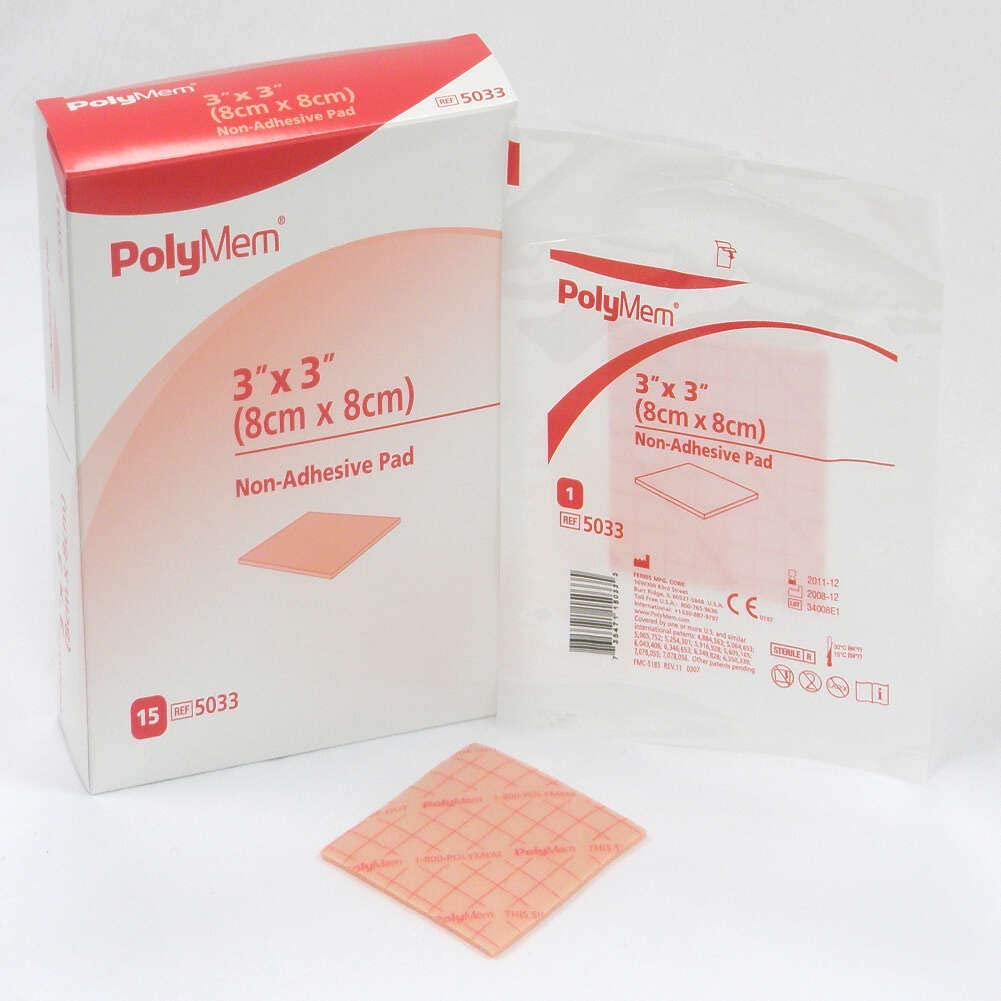Ferris PolyMem 5033 - Foam Dressing, Sterile, Non-Adhesive Without Border, Without Film Backing, Pink, Square Shape - 3&quot; x 3&quot;, Box of 15