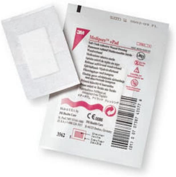 3M Medipore +Pad 3562 - Soft Cloth Adhesive Wound Dressing, Absorbent, Sterile, Breathable, Hypoallergenic, Latex-free - Dressing Size 2&quot; x 2 3/4&quot;, Pad Size 1&quot; x 1 1/2&quot;, Box of 50