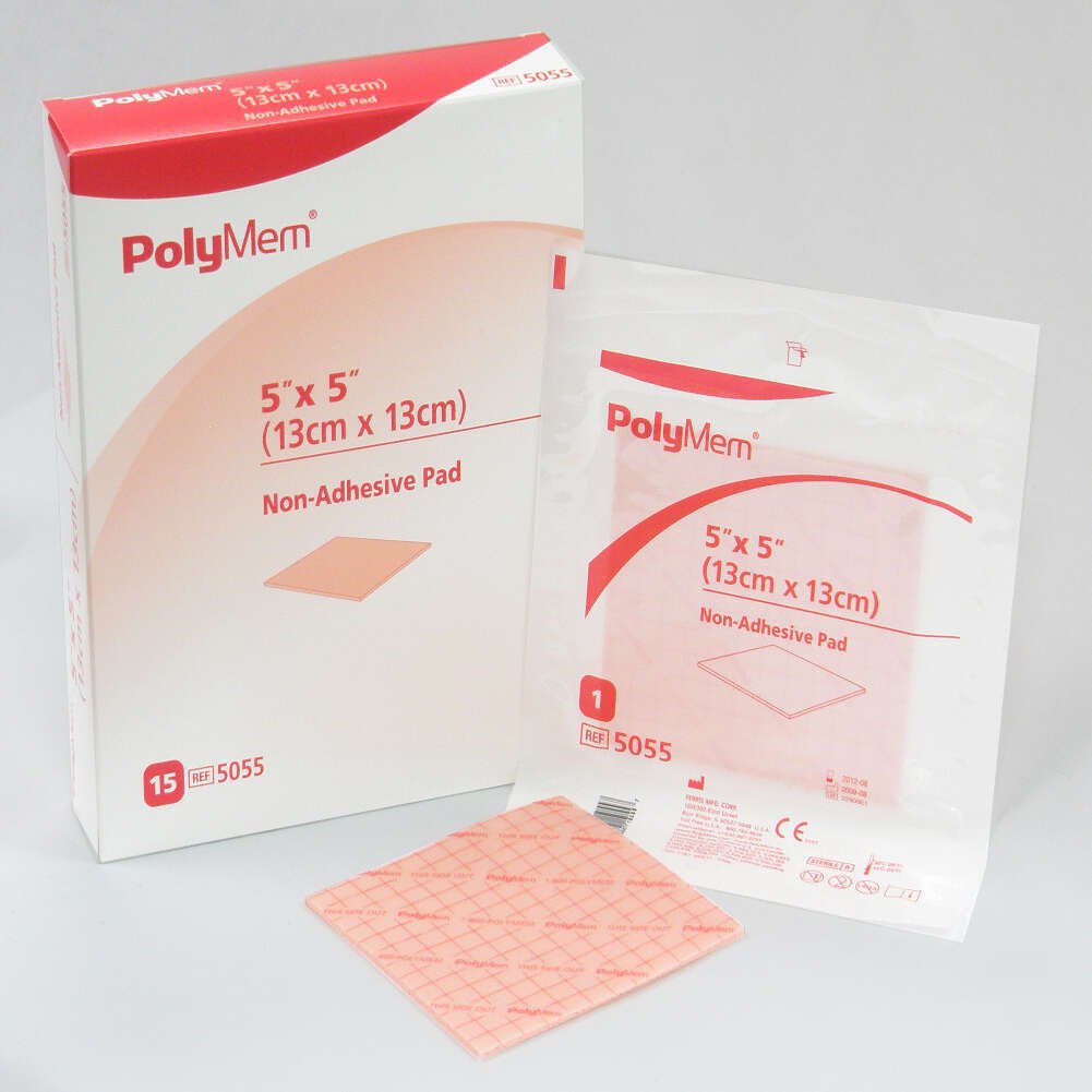 Ferris PolyMem 5055 - Foam Dressing, Sterile, Non-Adhesive Without Border, Without Film Backing, Pink, Square Shape - 5&quot; x 5&quot;, Box of 15