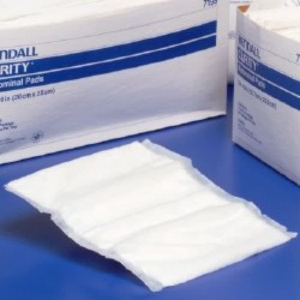 Covidien Cardinal Dermacea 7197D - Abdominal Pad, Non-Woven Fluff, Sterile, Rectangle Shape - 7 1/2" x 8", Box of 18