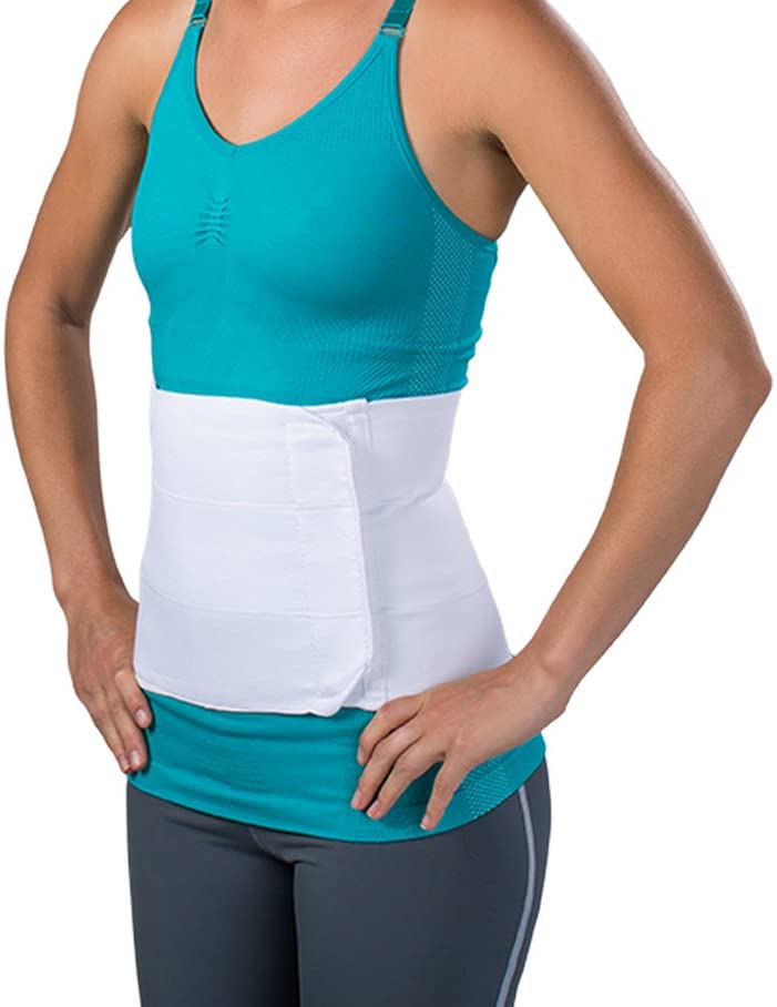 DJO Procare Premium 79-89091 - Abdominal Binder, Hook &amp; Loop Closure,  Cotton / Elastic, 4-Panel, Adult, Unisex, White, 45 to 62 Inch Waist Circumference, 12 Inch Height - One Piece