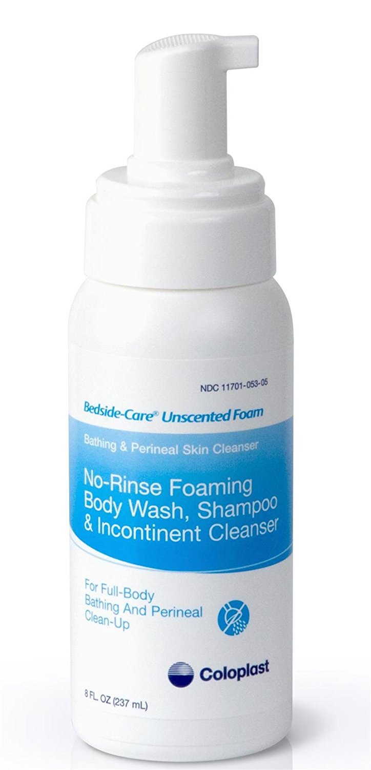 Coloplast Bedside-Care 67146 - Rinse-Free Shampoo And Foaming Body Wash, Incontinence Cleanser, Unscented, Alcohol-Free, Pump Bottle - 8.1 oz., One Bottle