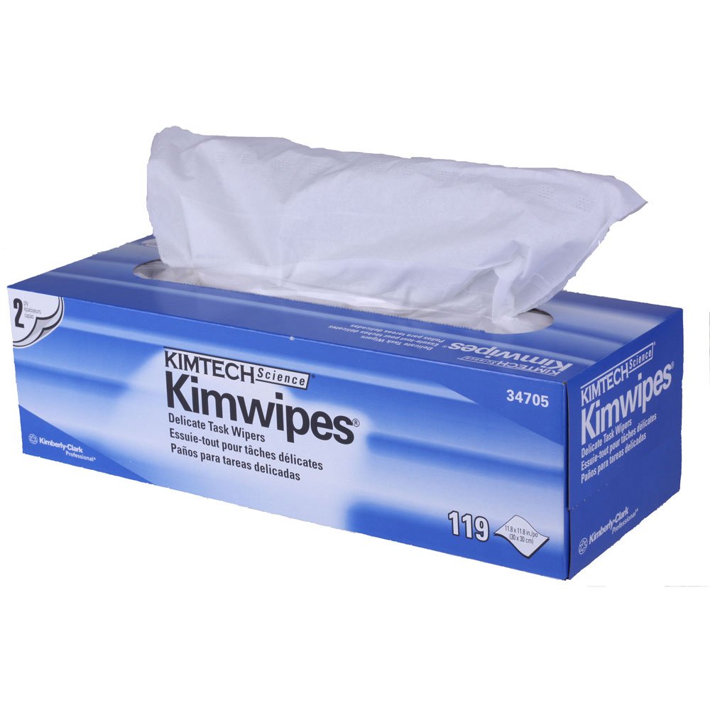 Kimberly Clark Kimtech Science Kimwipes 34705 - Delicate Task Wipe, 2-Ply, NonSterile, Disposable, White, 119 Sheets Per Box - 11 4/5" x 11 4/5", One Box