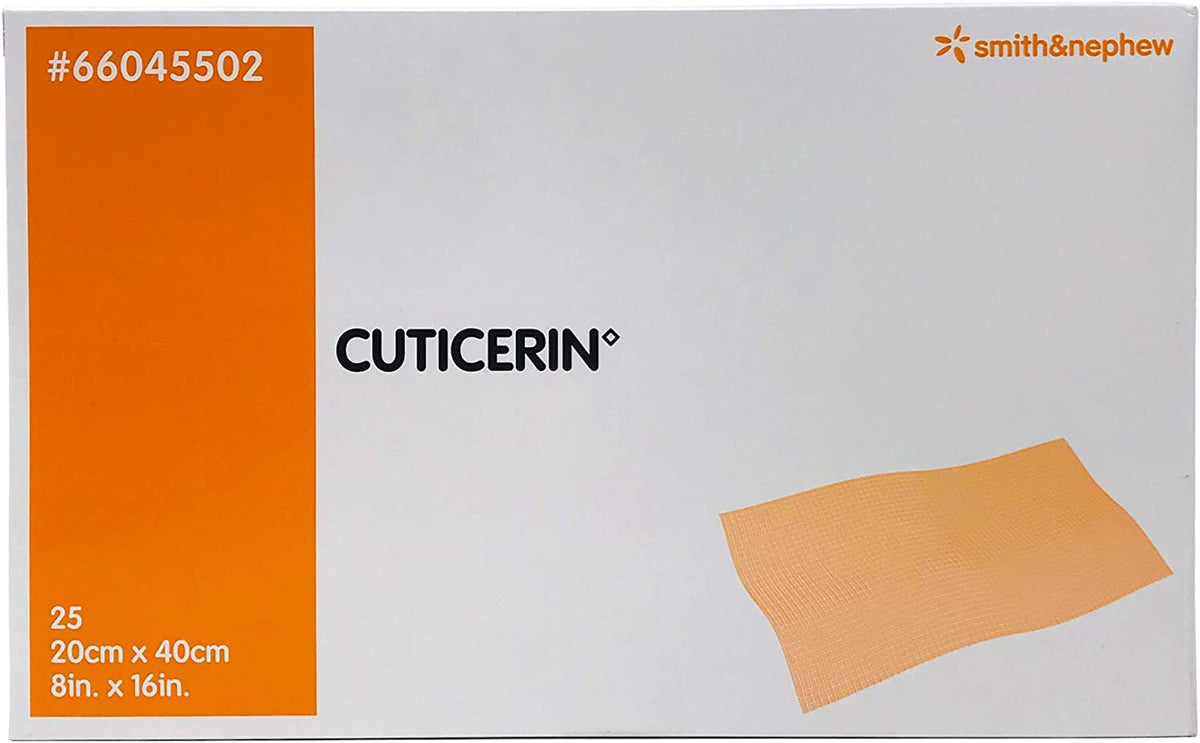 Smith & Nephew Cuticerin 66045502 - Oil Emulsion Impregnated Dressing, Acetate Gauze, Cuticerin Ointment, Non-Aqueous, Non-Linting, Sterile, Tan, Rectangle - 8" x 16", Box of 25