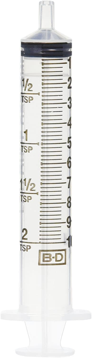 BD Oral Medication Syringe 305219 - Luer Slip Tip Type, Without Safety, Non-Sterile, Clear Barrel, Flat Top Style, Disposable - 10 ml, Pack of 100